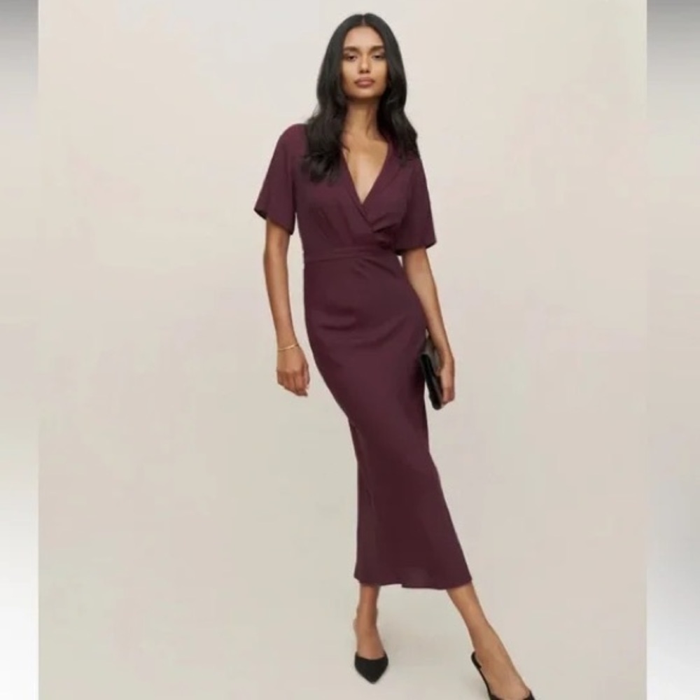 REFORMATION Danika Midi Dress prune size XS B1593